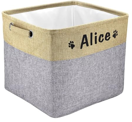 PET ARTIST Faltbarer Hundespielzeug-Aufbewahrungskorb Mit Personalisierter Tiernamen-Aufbewahrungsbox Aufbewahrungskorb für Hundespielzeug und Zubehör,Grey Big One