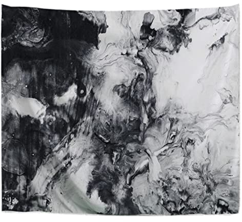 A.Monamour Wandteppiche Wanddekor Aquarell Schwarz Weißer Marmor Textur Hintergrund Bild Stoff Wandtuch Wandbehang Wandkunst Wandbilder für Schlafzimmer Schlafsaal Wohnzimmer 180x230cm
