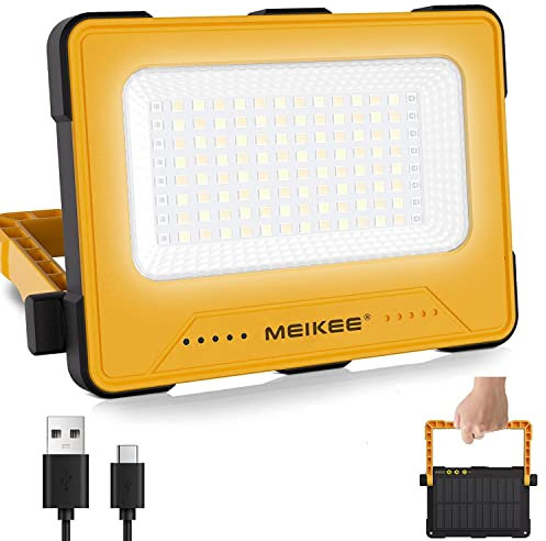 MEIKEE Led Arbeitsleuchte 10000MAH Solarladung USB Aufladung 4 Modi 5 Helligkeiten Campinglampe Handy-Ladefunktion Akku Lamp für Garage, Reparatur, Camping, Baustelle, Angeln