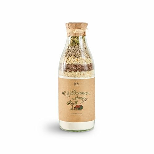 BOTTLEBREAD ''Willkommen zu Hause'' Backmischung Brotbackmischung im Glas Flasche Einzugsgeschenk Geschenk zum Einzug