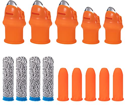 MoonSing Coltello a Pollice in Silicone, Coltello da Giardinaggio Copridita, Giardino Dito Separatore con Coperchio da Dita Protezione per Raccolta Taglio di Ortaggi Frutta Fragola, 14Pcs