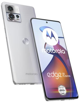Motorola Moto Edge30 fusion Smartphone (6,55'-FHD+-Display, 50-MP-Kamera, 8/128 GB, 4400 mAh, Android 12), Aurora White, inkl. Schutzcover + KFZ-Adapter [Exklusiv bei Amazon]