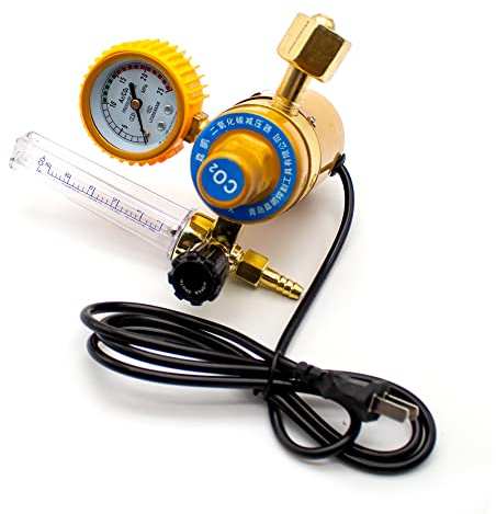 LeTkingok 36/220V CO2 Regolatore di Pressione Anidride Carbonica Riduttore di Pressione Manometro Riscaldato Misuratore di Portata Misuratore di Portata per Saldatura Mig/tig (220V)