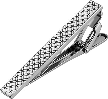 Whoiy Krawattenklammer Silber, Krawattennadel Edelstahl Kreis für Männer Kostenlose Gravur mit Schmuck Box