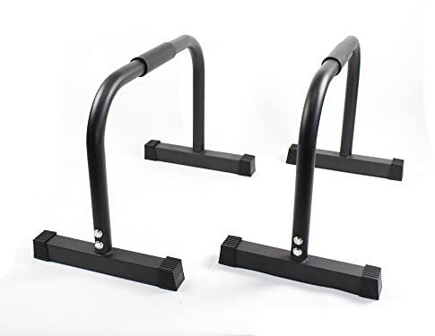 Premium Dip Station 1 Paar Barren Fitness Parallettes mini bar 45cm Calisthenics Sport hochwertig pulverbeschichtet bis 200 KG Schwarz 9010065