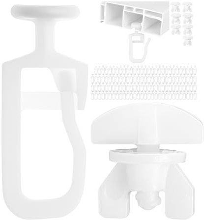 Deslizador de Cortina para guías Interiores, 128 Piezas, con Cabeza Plana de Ø 11 mm, Juego de 8 Fijaciones de Cortina, en Blanco, Deslizador de Pliegues para riel de Cortina, riel de Cortina