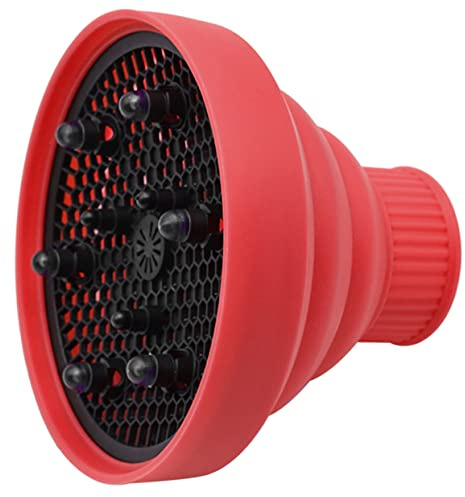 Beavorty Silicone Universal Hair Diffuser Attachment for Hair Dryer Large Foldable Red Curl Diffuser Cap Styling and Drying