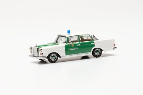 Herpa Modellauto Mercedes-Benz 200 Heckflosse Polizei Hamburg, Miniatur im Maßstab 1:87, Sammlerstück, Made in Germany, Modell aus Kunststoff