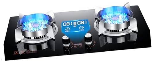 Gas Stove Cooktop - Portable Gas Stove, Tempered Glass Cooktop Dual Burner, Gas Stove With Anti-scald Reminder, Gas Stove With Adjustable Flame Size, Burner With Timer Function ( Color : A , Size : LP