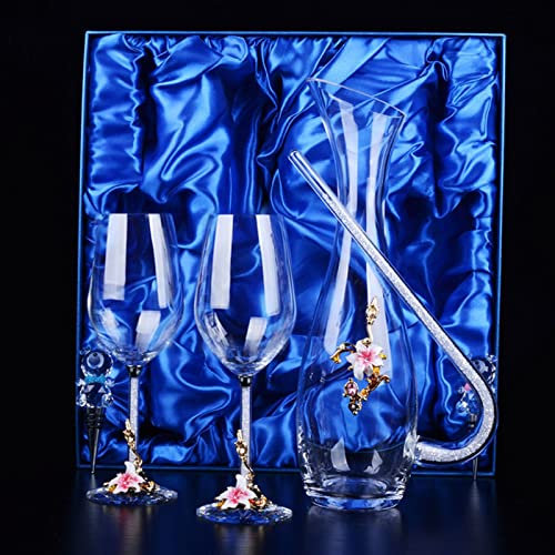 DUnLap Copas De Vino Personalizadas 1 par de Cristal esmaltado Creativo Europeo Copa de Vino Tinto con Diamante/Taza de Cristal de Regalo de Boda Copas De Vino (Color : M Type)