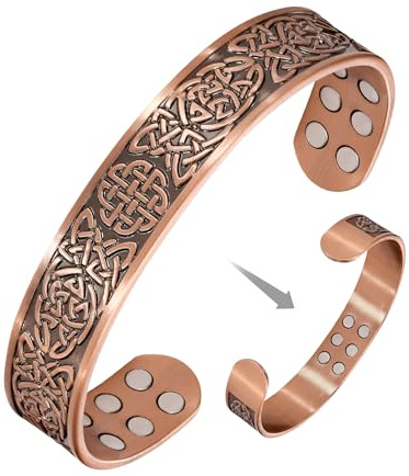 Jeracol Kupferarmband für Männer und Frauen, 18 starke Magnete, Kupfer-Magnetarmbänder, Brazaletes-Schmuck mit Geschenkbox (18 m Rundknot)