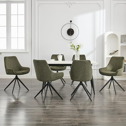 LONXIU Esszimmerstühle 6er Set, Moderne Esszimmerstühle drehbar, Armless Design Küchenstühle für Esszimmer, Wohnzimmer, Arbeitszimmer, Grün