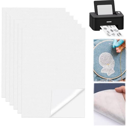 BD-Herego 6PCS A4 (29.7x21cm) Stabilizzatore da Ricamo Autoadesivo Idrosolubile Carta da Ricamo stampabile