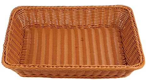 Mikinona Cestino Rettangolare in Pp Simil Rattan per Conservare Pane e Verdure, Colore Khaki, per Supermercati e Cucina Creativa