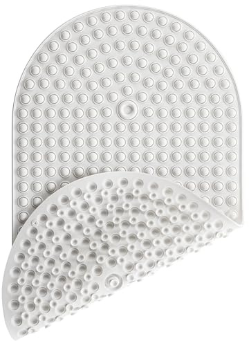Joiyota Bathtub Mat 27x15 Non Slip - White Silicone Pop It Bath Mat for Tub, Soft Cushioned Shower Mat with Strong Suction Cups, Small Oval for Inside Bathroom, White