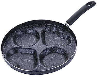 CIYODO Heart-Shaped Four-Hole Egg Frying Pan 28cm, Non-Stick Thickened Coating, Maifan Stone Material Breakfast Maker for Stove Cooking
