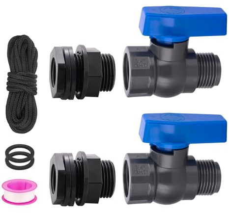 PVC Rain Barrel Diverter Kit, 2 Packs of 3.75 Rain Barrel Valve, Rain Barrel Garden Faucet Kit for Water Tanks, Aquariums, Bathtubs, Pools