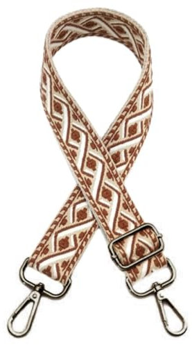 Whakano Boho Schulterriemen Riemen 3,8cm Breit,Verstellbar Taschengurte Zum Wechseln,Längenverstellbarer 75-130cm,Taschen Strap für Schultertasche,Umhängetaschen,Bronze Schnalle,Braun