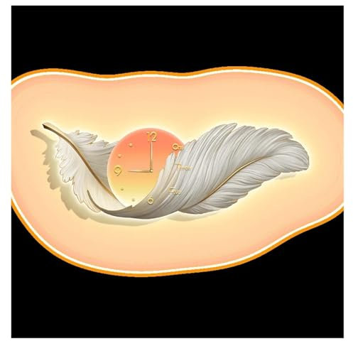 MIDUOLAI GroßE Feder-Wanduhren, FüR Wohnzimmer Deko Nachtlicht Feder Wand, Kunst 3D-Harz GroßE FlüGel Wand, Kunst-Wandskulptur, Wandlampe Zum AufhäNgen,01,150cm