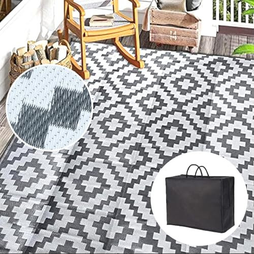 Wasserdichter Outdoor-Teppich, 15,2 x 22,9 cm, faltbar, tragbar und langlebig, ideal für Wohnmobil, Camping, Balkon, Picknicks, inklusive Aufbewahrungstasche, 20,3 x 25,4 cm
