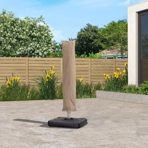PURPLE LEAF Sonnenschirm Schutzhülle Ampelschirm UV-Anti Beige, 221×61 cm | Wasserdichtes Polyester, Reißfest & UV-beständig, mit Reißverschluss, Inkl. Einführungsstab