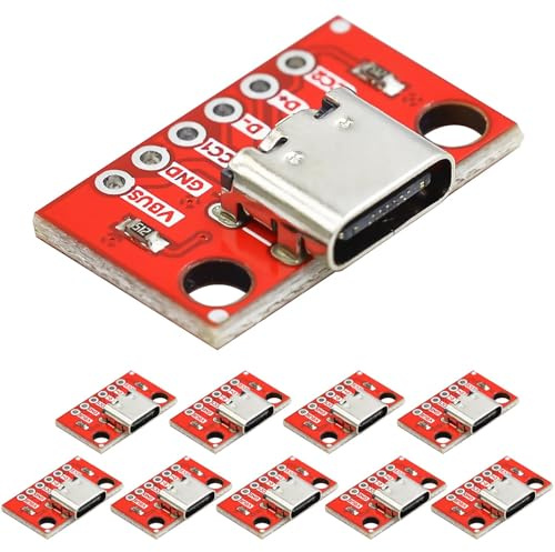 PENGLIN 10PCS USB Type-C Female Breakout Board Adapter | with PCB Test Board, USB3.1 Type C 6 Pins Socket Connector for Data Transfer