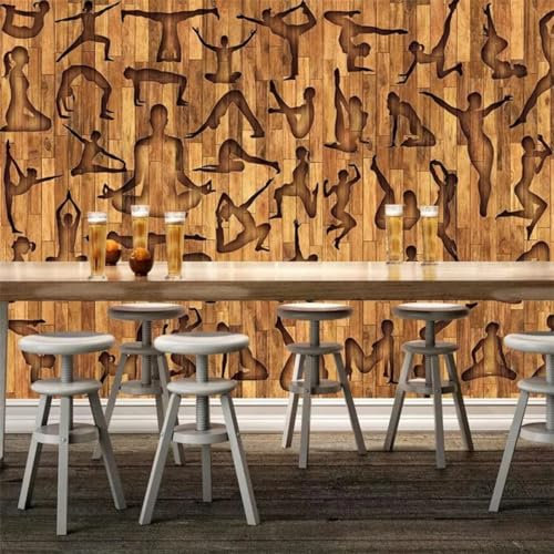 Kitquiver 3D Yoga-Posen Wall Painting 3D Fitness 3D Foto Tapete Wandbild Wohnzimmer Schlafzimmer Decke Hintergrund Dekoration Malerei 350x245cm