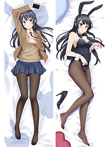 JNLIFT Anime Kissenbezug für Rascal Does Not Dream of Bunny Girl Senpai,Anpassung Hochwertiges Full-Body Umarmungskissen Bezug,Beidseitiger Hochauflösender Seitenschläferkissen Bezug
