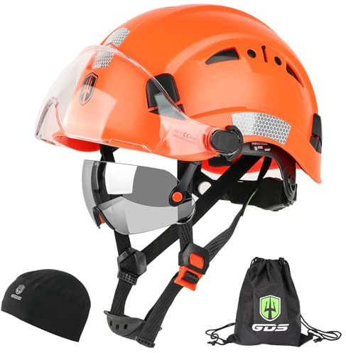 Green Devil Schutzhelm mit getöntem und klarem Visier, belüfteter Bauhelm, Cascos de Construccion, ABS, Arbeitshut für Herren