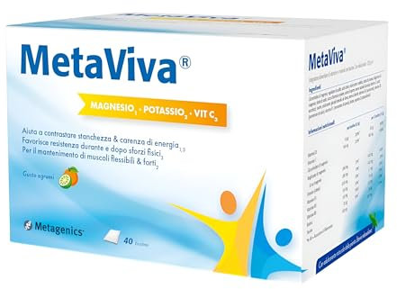 Metagenics MetaViva MgK Vit C - Magnesio, Potassio, Vitamina C, D, B1, B3 e B5-40 bustine