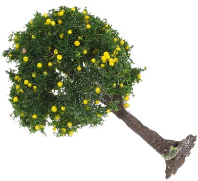 HYTROVE Miniature Scale Model Tree Green Leaves and Yellow Fruit for Diorama, 10cm Artificial Landscape Tree for Model Train, Sand Table, and Architectural Scenery