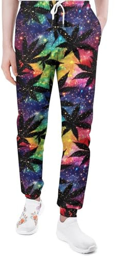 Pantalon de survêtement imprimé Galaxy Weed Leaves pour Homme, Pantalon de Jogging, d'entraînement, de Sport, Legging avec Poche