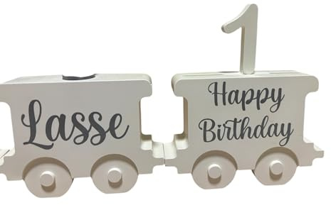 Geburtstagszug mit Zahlen, Lama, mit Namen optional - personalisierbar (Set 2 (3 Waggons - alle Zahlen - mit Name), Rosa)