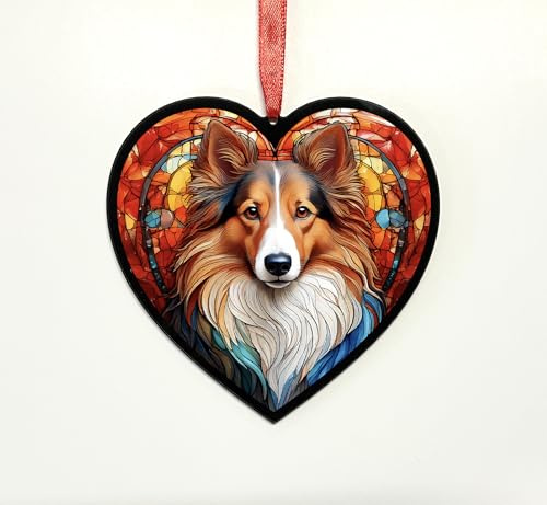 Sheltie Heart Suncatcher - Memorial or Gift for Dog Lovers - 13cm