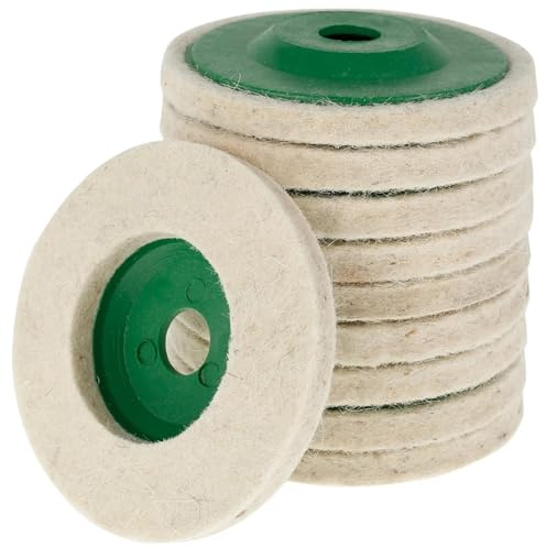 woleyuu 10 Stücke 4 Zoll 100mm Winkelschleifer Rad Filz Polierscheibe Wolle Polierscheibe Polierpads for Metall Marmor Glas Keramik
