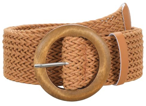 SUOSDEY Breiter Geflochtener Gürtel für Damen, Rattan Taillengürtel für Kleid Gewebter Boho Gürtel 5cm breit braun