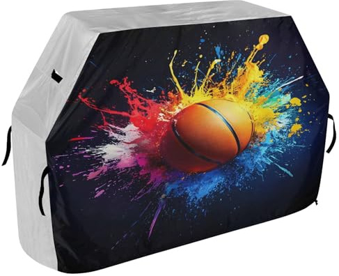 Grillabdeckung für den Außenbereich, UV-beständig, wetterbeständig, wasserdicht, für die meisten Grills, Basketball, bunt