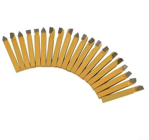 ZiStarlilife 1/4 Inch Metal Lathe Tooling Set, 20PCS Carbide Tipped Cutter Tool Bits, For Steel Alloy Cutting, With C-2 C-6 Drill Bits Turning Tools