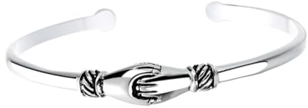Healeved Bracciale da Donna Regolabile in Rame con Motivo Mani Intrecciate, Superficie Liscia e Design Vintage Minimalista per Utilizzo Quotidiano o Festa