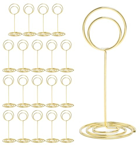 20 PCS Table Number Holders 8.5cm Gold Photo Holders Place Card Stands | Gold Table Number Stands for Weddings, Parties, Restaurants and Events, Ideal for Place Cards, Photos, Menus and Decorations