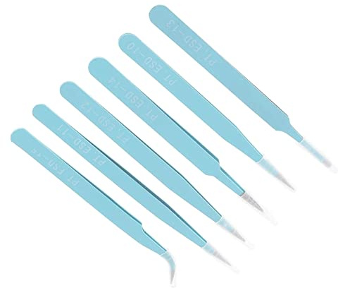 Juego de 6 pinzas antiestáticas de 116 mm a 133 mm para laboratorio de joyería