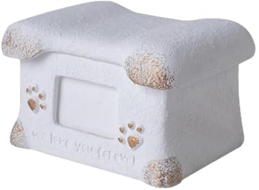 Folpus Conmemorativa de cremación para Mascotas con Forma de, para Cenizas de Mascotas, Suministros para Mascotas, Recuerdo de jardín, Caja de, Blanco