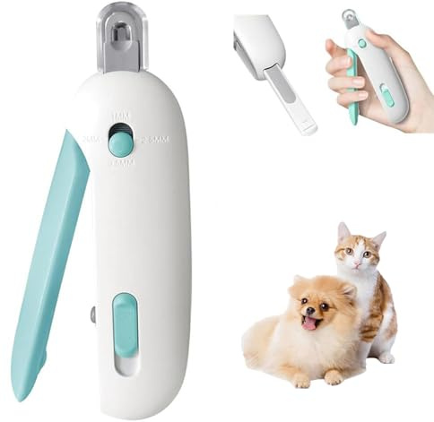 Katzen Nagelschere, Krallenschere Katzen Edelstahl Krallenschneider mit Nagelfeile und Spritzfest, Für Kleine und Mittelgroße Haustiere (Blau)