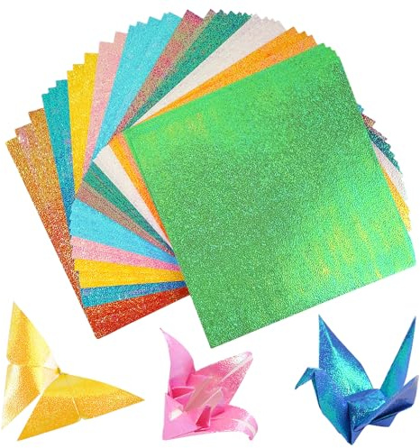 200 Hojas Papel de Papiroflexia Brillante,15x15cm Cuadrado Folios de Colore
