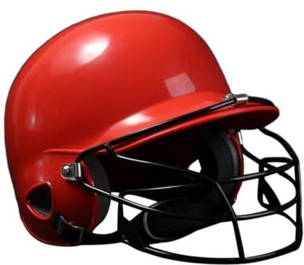 wisoolkic Basebollhjälm med dubbla öron och ansiktsmask, förbättrat skydd för fastpitch-softbollspelare, erbjuder säkerhet under matcher, stötdämpande softbollshjälm för vuxna män , Röd , 31x21x21cm