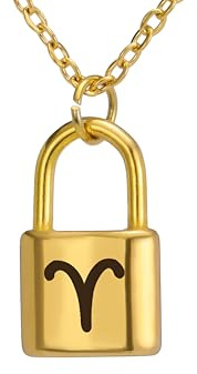 Collana con Lucchetto per Donne e Uomini, Collane di costellazioni, Collare Zodiacale con Lucchetto, Lucchetto da Donna, Prima Collana, Catena,