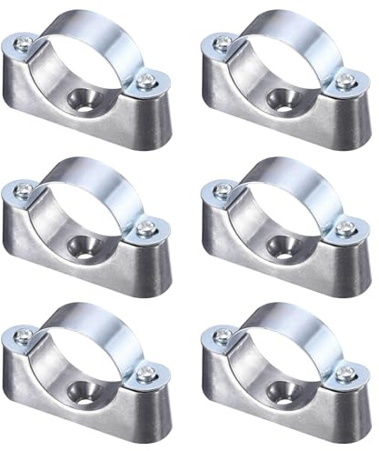 sourcing map 6Pack Pipe Support Pipe Bracket Clamp, 34mm Pipe Wall Mount Ceiling Mount Rigid Straps Carbon Steel Bracket Holder for Metal Tube