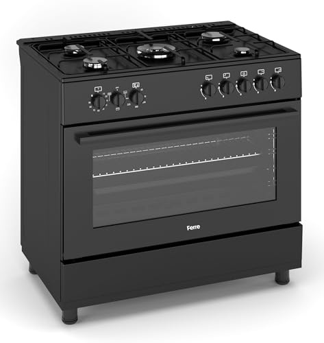 Ferre F9S50E3-BL 90cm Dual Fuel Range Cooker - Matte Black