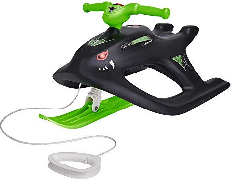 BIG-Bobby-Bob - Wild Spider - Kinderschlitten, Zugseil mit Griff, leichte Lenkung mit Metallkufen, lenkbarer Kinderbob, für Kinder ab 4 Jahren, Schwarz