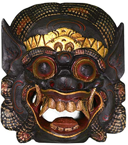 Kunsthandwerk Asien Maske Löwe Raksasa aus Holz 30 cm, Holz-Maske aus Bali, Wandmaske